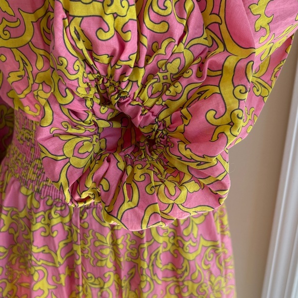 MISA LOS ANGELES Off-Shoulder PINK & GREEN BOHO DRESS SIZE XS - Picture 7 of 12